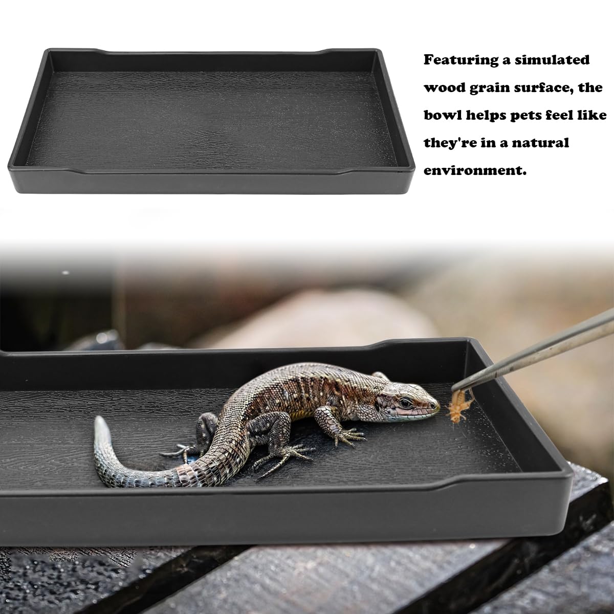 Qerutk Reptile Water Dish, Tortoise Water Bowl, Reptile Accessories, Rectangular Tray - Image 4