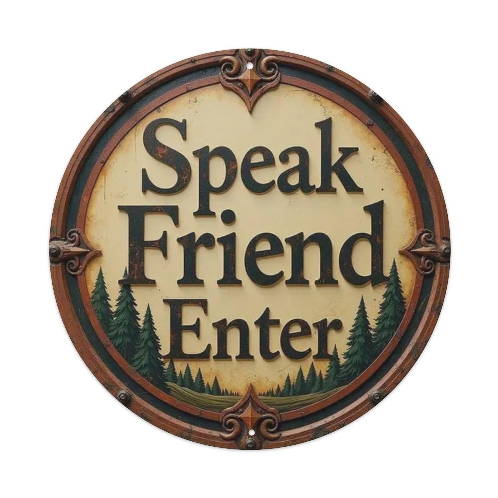 Igtefte Vintage Speak Friend Enter Tin Sign Style Home Bar Garden Wall Plaque Decor Metal Poster 8X8 Inch