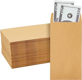 100-Pack Brown #7 Small Money Envelopes for Cash, 3.5 x 6.5 Inches Budgeting, Banks, Money Saving Challenges, Currency Envelopes for Coins, Budget Planning, 130 GSM