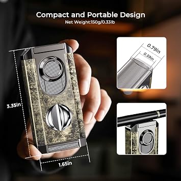 Triple Jet Windproof Refillable Torch Lighter with Holder, Adjustable Flame Control, Portable Butane Lighter with Fuel Window for Candle, Outdoor and Travel