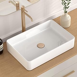 KES Bathroom Vessel Sink 20 Inch Above Counter Rectangular White Ceramic...