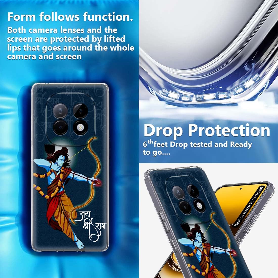 Fashionury Soft Silicone Designer Printed Full Protection Printed Back Case Cover for Realme NARZO 70 Turbo 5G -D2094