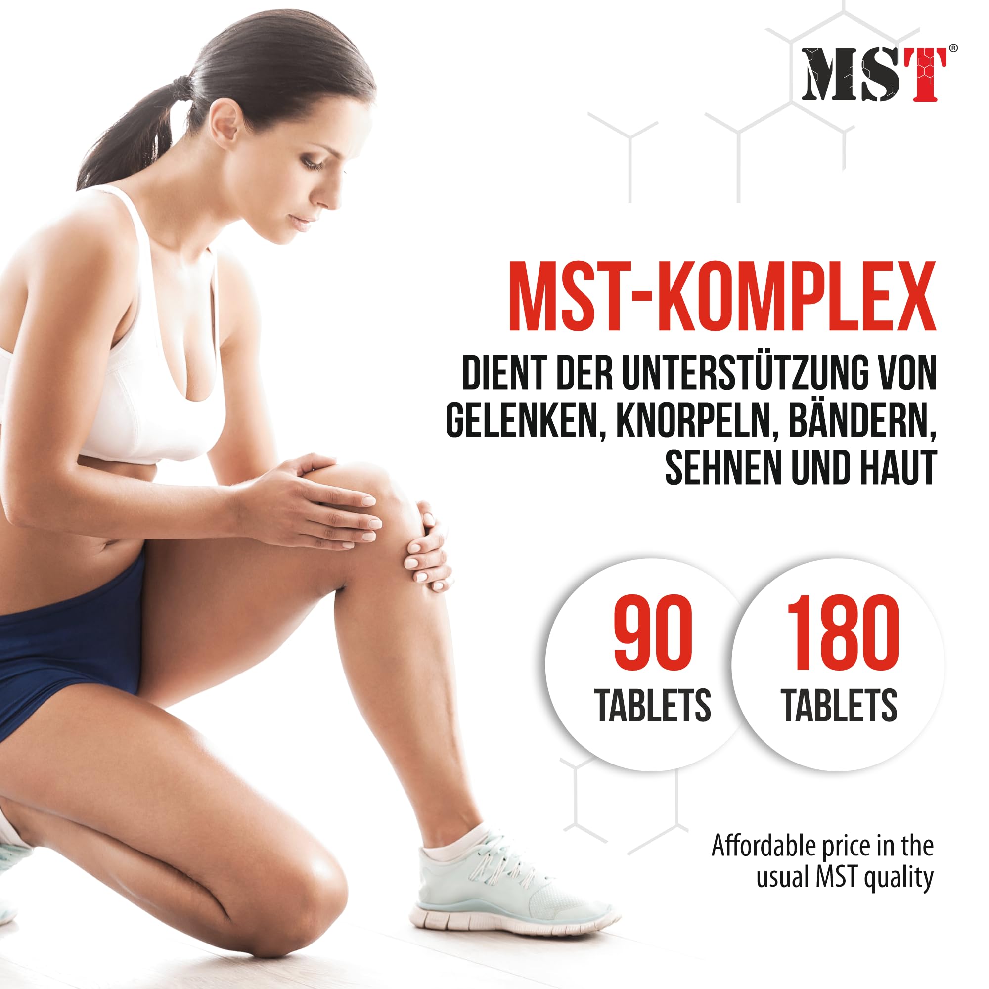 Glucosamine Chondroïtine MSM + Hyaluron + L-Proline | Complément alimentaire pour articulations, cartilage, arthrose et rhumatismes | Soutien à la production de collagène | 180 comprimés | MST