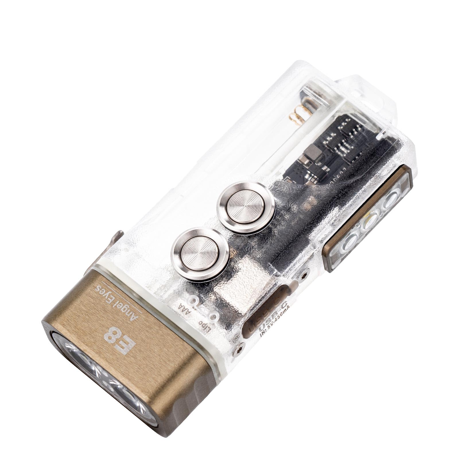 RovyVon E7 Hybrid Battery EDC Flashlight,Max 700 Lumen With Dual LED 6500K Cool White,Pocket Size USB-C Rechargeable Keychain Flashlight,Lock Mode,Power By Built-in Li-po/Replaceable AAA(White/Red