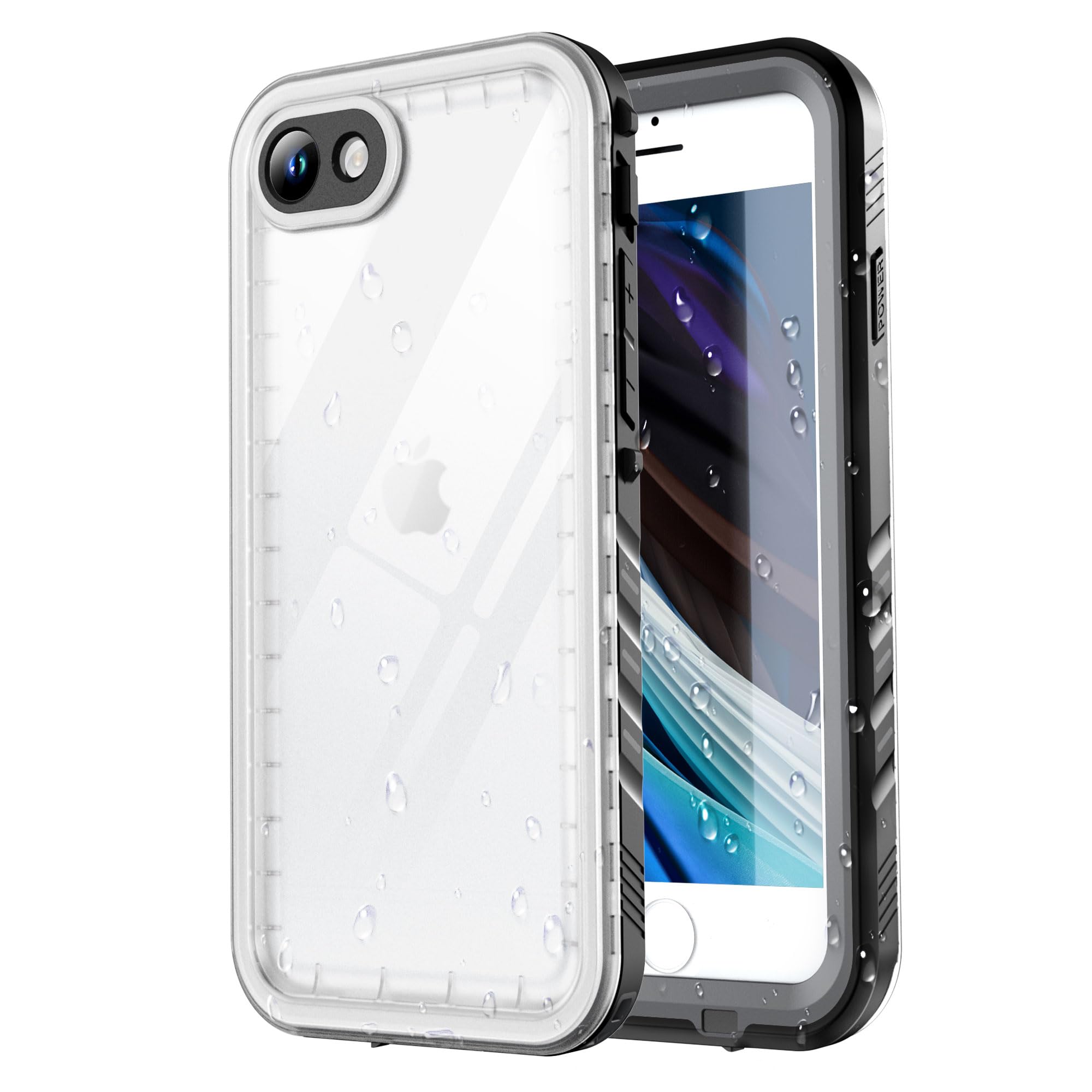SPORTLINK Custodia impermeabile per iPhone SE 2020, antiurto, resistente, anteriore e posteriore, protezione per schermo/fotocamera integrata, IP68 sott'acqua, antipolvere, protezione integrale a 360°