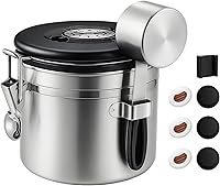 Vista 24 de ShanSon Recipiente hermético para café de acero inoxidable, recipiente de almacenamiento de granos de café con cuchara, recipiente de café