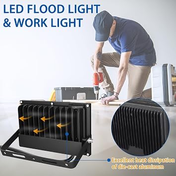 6-Pack 10W LED Flood Lights, 700LM Ultra Bright Outdoor Security Fixture IP66 Waterproof Floodlights for Driveway, Construction, Arena(10w)