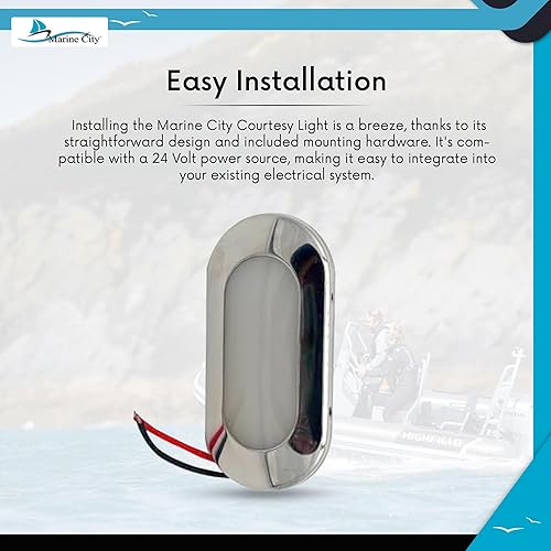 Miniatura 6 de MARINE CITY 24V 1.5W 304 grado de acero inoxidable impermeable IP66 LED oval luz de cortesía en blanco suave