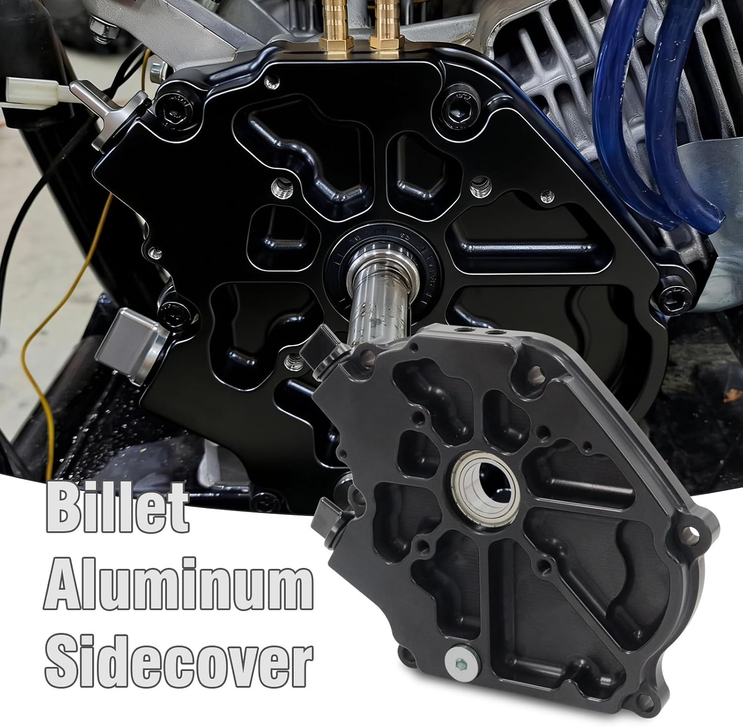 Dual Bearing Billet Crankcase Side Cover Black for GX200 196cc Predator Hemi Ghost Tillotson 212 224 Engine Black