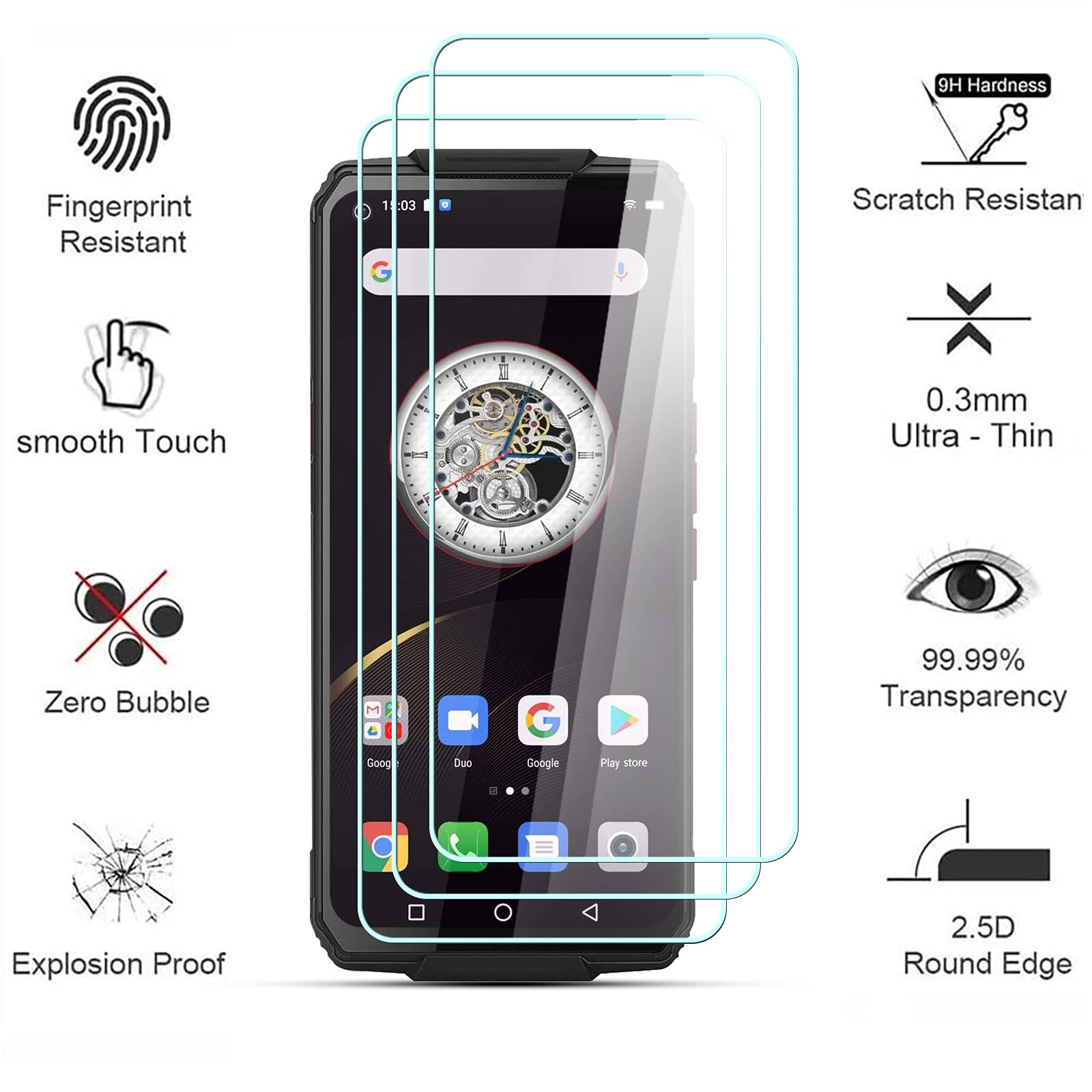 AYSOW Pezzi Pellicola Protettiva Compatibile con OUKITEL WP7 Vetro temperato 0.3mm 9H Durezza 2.5D Film, Anti Graffio, Bolla libera 3 pezzi