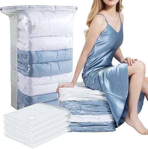 Juego de 4 bolsas de almacenamiento al vacío Super Jumbo Cube que ahorran espacio, crean un 80% más de espacio al sentarse sin bomba, 39.4 x 27.6 x