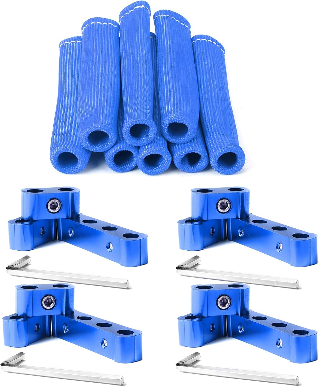 24pcs Spark Plug Wire Boots Heat Shield Sleeve Protector Cover & Spark Plug Wire Separator Divider Holder Kit for High Performance 8mm 9mm 10mm 10.5mm HEI Ls1 Ls2 Sbc Bbc 350 454 Blue