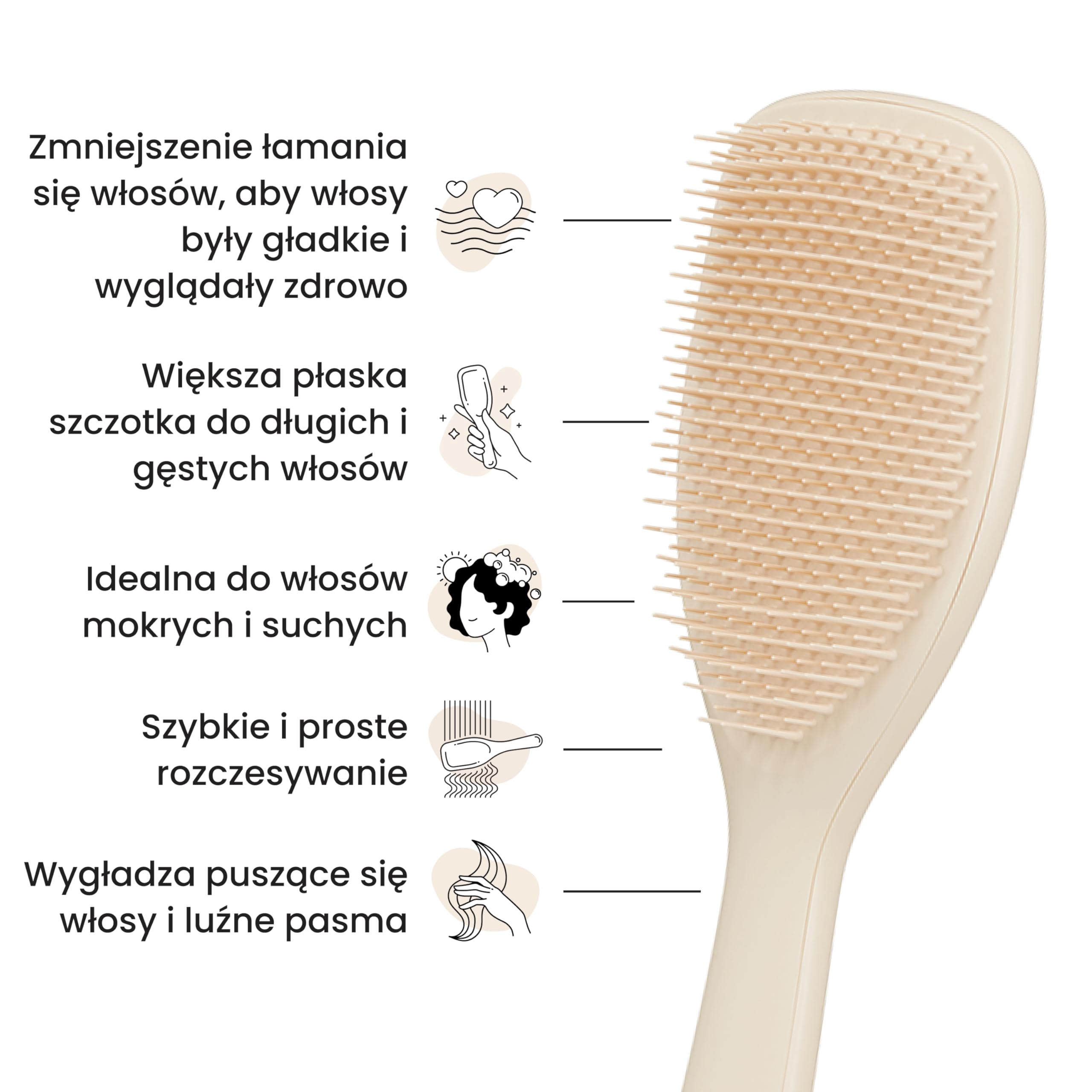 Tangle Teezer Ultimate Detangler - Szczotka do rozczesywania do gęstych, lokowanych i długich włosów - Dwupoziomowe ząbki zmniejszają łamliwość i eliminują splątania - Wanilia