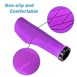 SOLODRIVE Ergonomic Design Mountain Bike Grips, Comfortable Bicycle Handlebar Grips, Single Lock-on and Non-Slip MTB Handle, Fit MTB, E-Bike, Hybrid, Scooter (Purple)