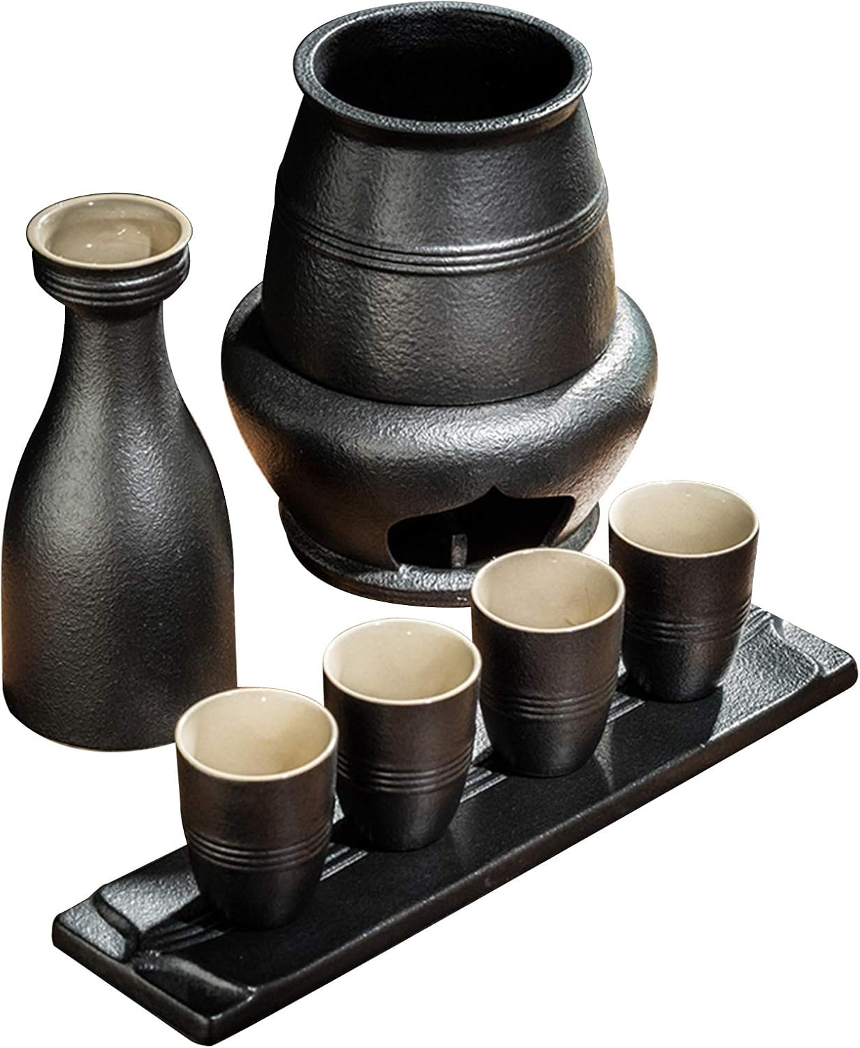 Sake Set and Cups with Warmer Keep Sake Storage Gift Box