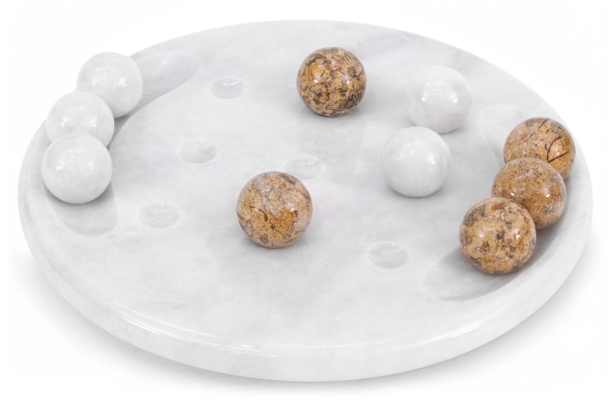 Radicaln Marble Tic Tac Toe Game 10" Inch White & Coral Handmade Tic Tac Toe Board Games for Living Room Table top, Adult Board Games for Modern