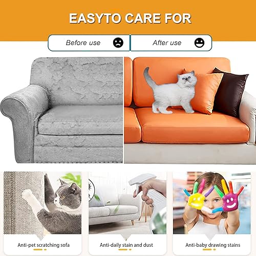 Miniatura 6 de QQXX Funda de cojín impermeable para sofá en forma de L, funda de cojín elástica de piel sintética para sofá, funda universal antideslizante para