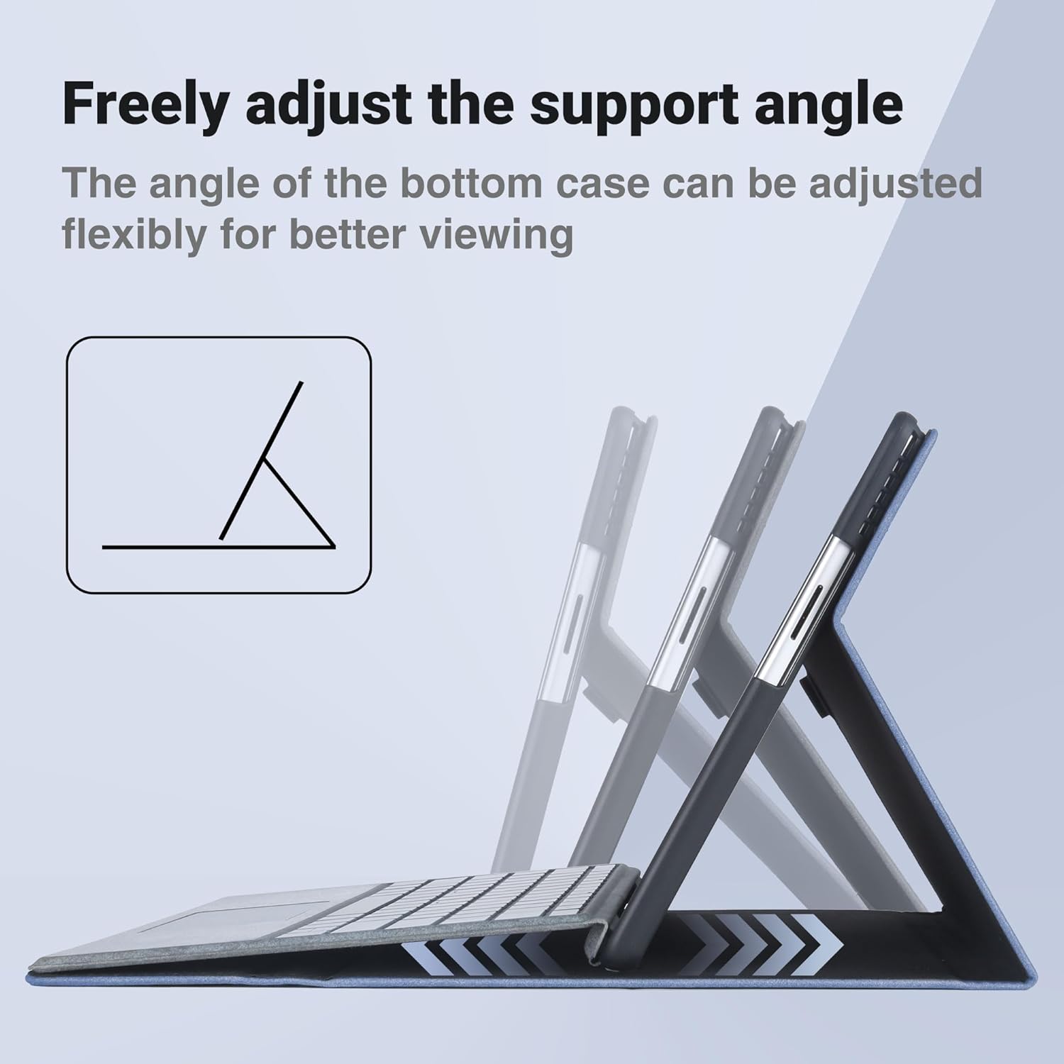 Protective Case Cover for Surface Pro 11 10 2024, Surface Pro 9 2022, Lightweight Protective, Multiple Angle Viewing, Compatible with Type Cover Keyboard, Heat Dissipation Design (Blue)