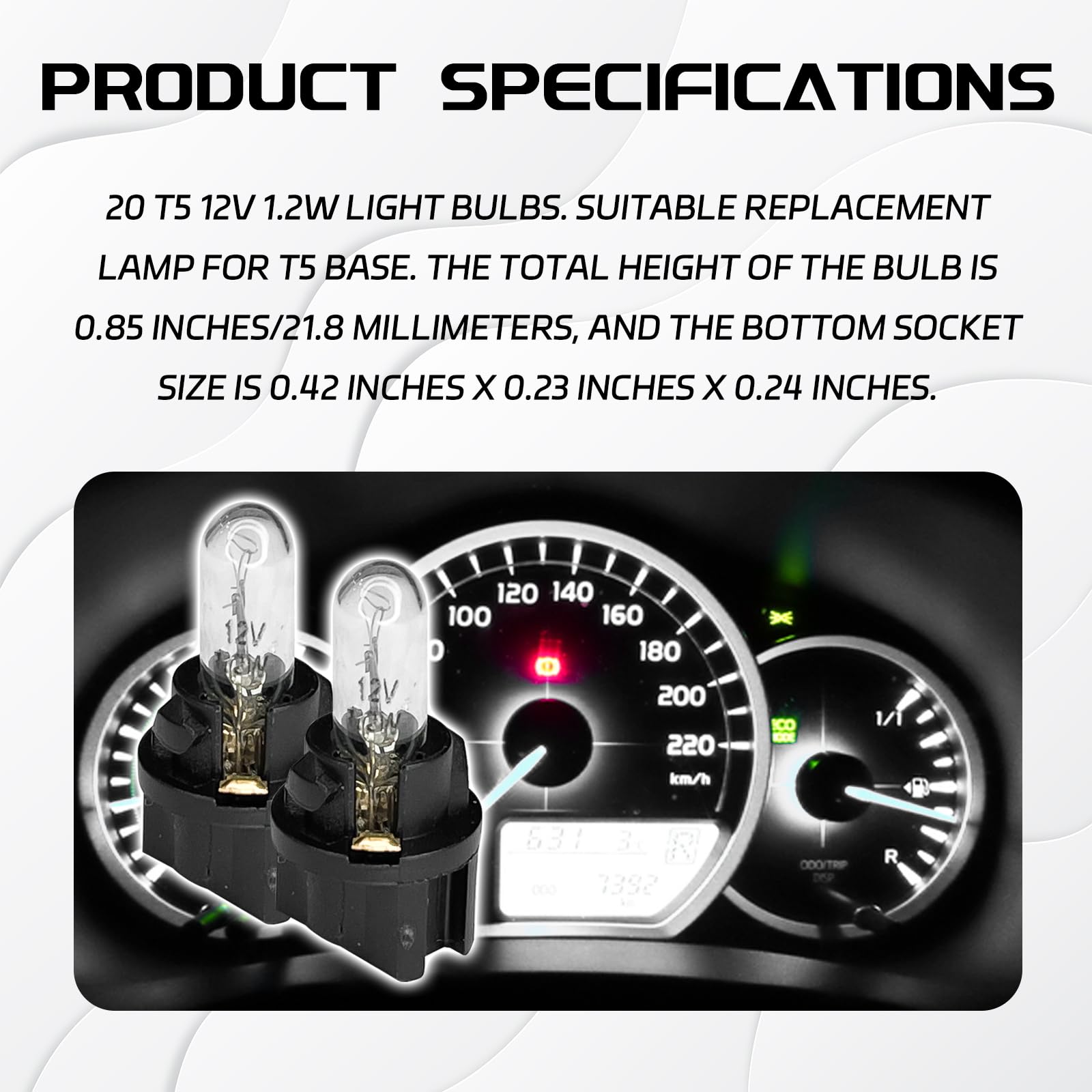 20PCS T5 17 57 86 Halogen Instrument Cluster Bulbs Kits 12V Dash Light for Car Interior Automotive Replacement — view 3