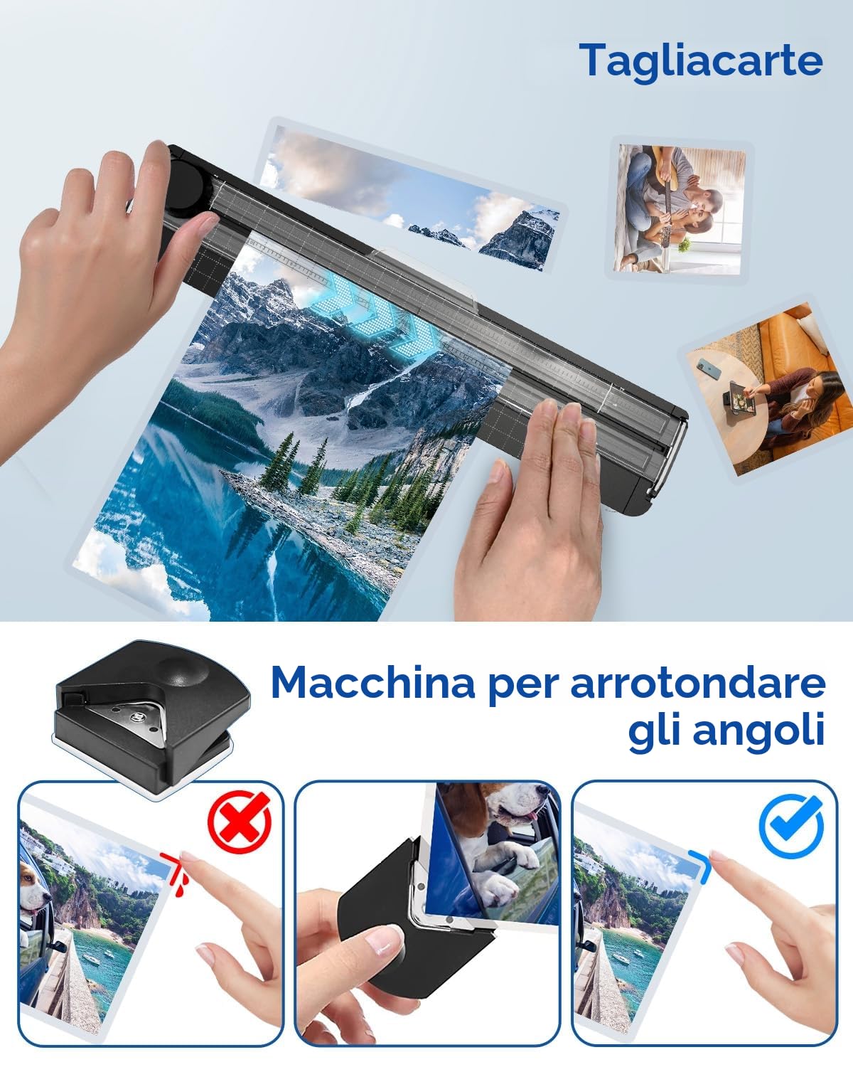 Plastificatrice A4 Laminatrice a Caldo e a Freddo -Plastificatrici 4 in 1 con 30 Fogli di Laminazione per A4/A5/A6 Riscaldamento Rapido, Set di Laminazione a Caldo e a Freddo con Taglierina per Carta