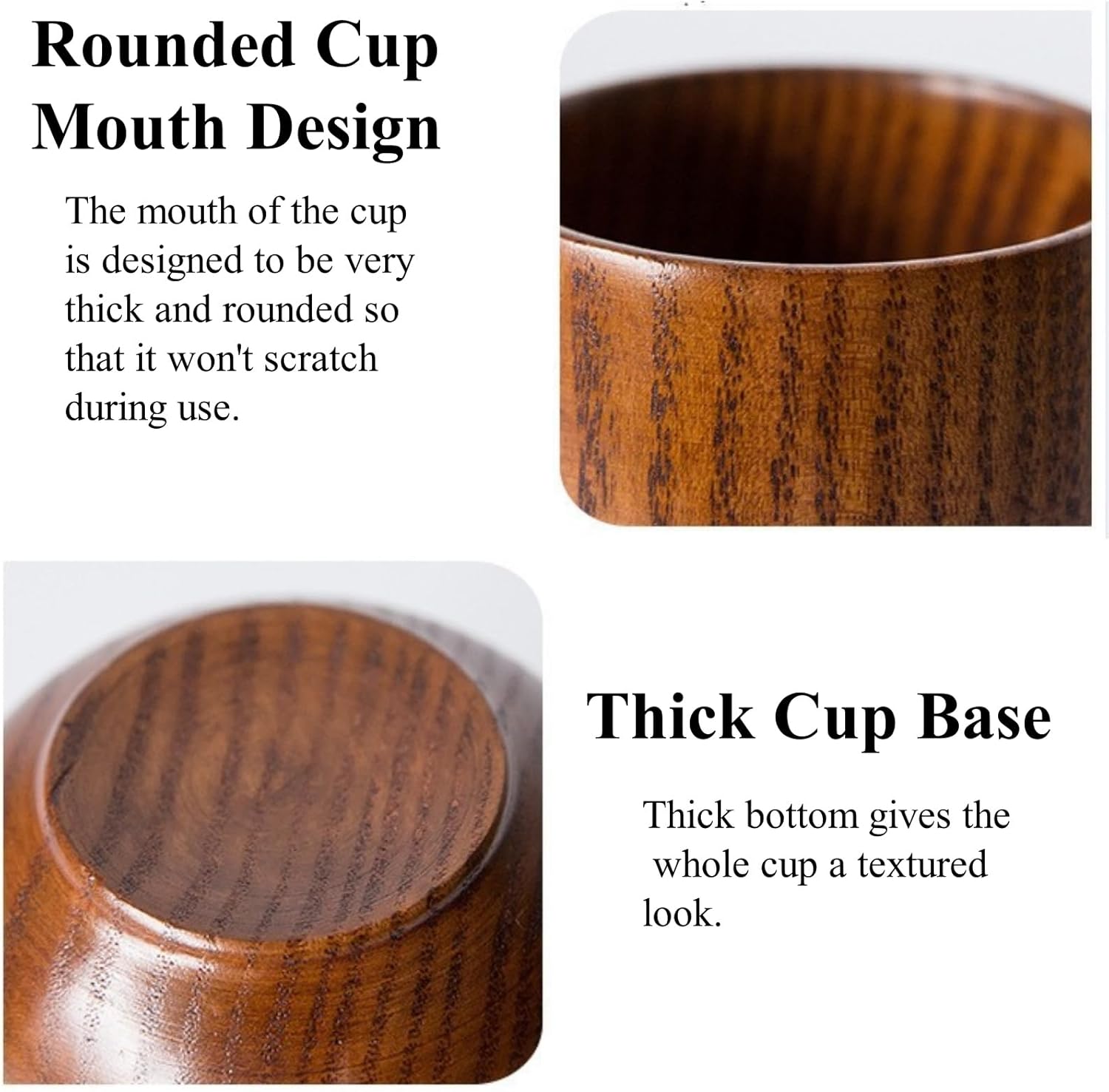 10 Pieces Wooden Tea Cup Japanese Tea Cup Natural Solid Wood Teacups Wooden Mug for Juice, Milk, Beer, Coffee, 6 oz