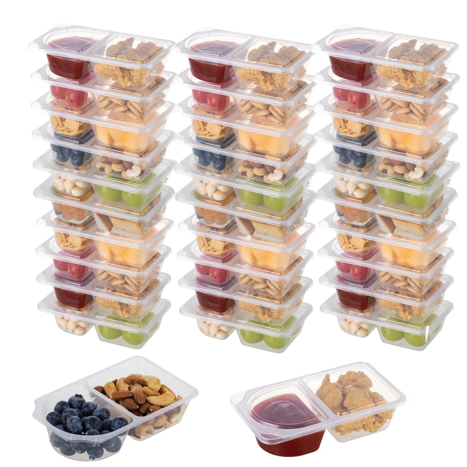 Photo 1 of TAIHUIMY 9oz 3-Compartment Snack Containers with Lids (4 Pack)