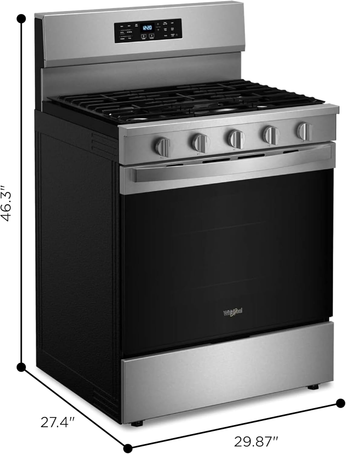 Whirlpool WFGS5030RS 30-Inch 5.0 cu. ft. Freestanding Gas Range with Storage Drawer – Stainless Steel