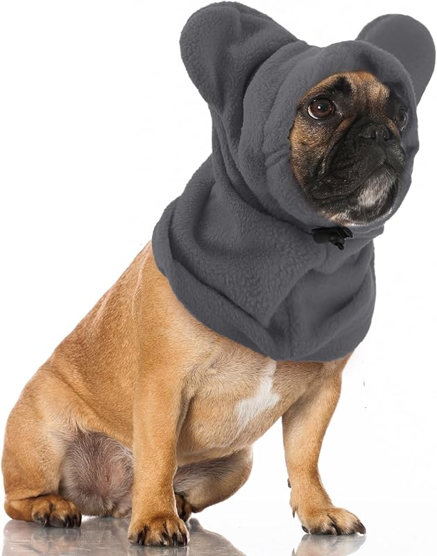 Chapéu de inverno para cães com protetor de orelhas e pescoço em fleece, Cinza, M