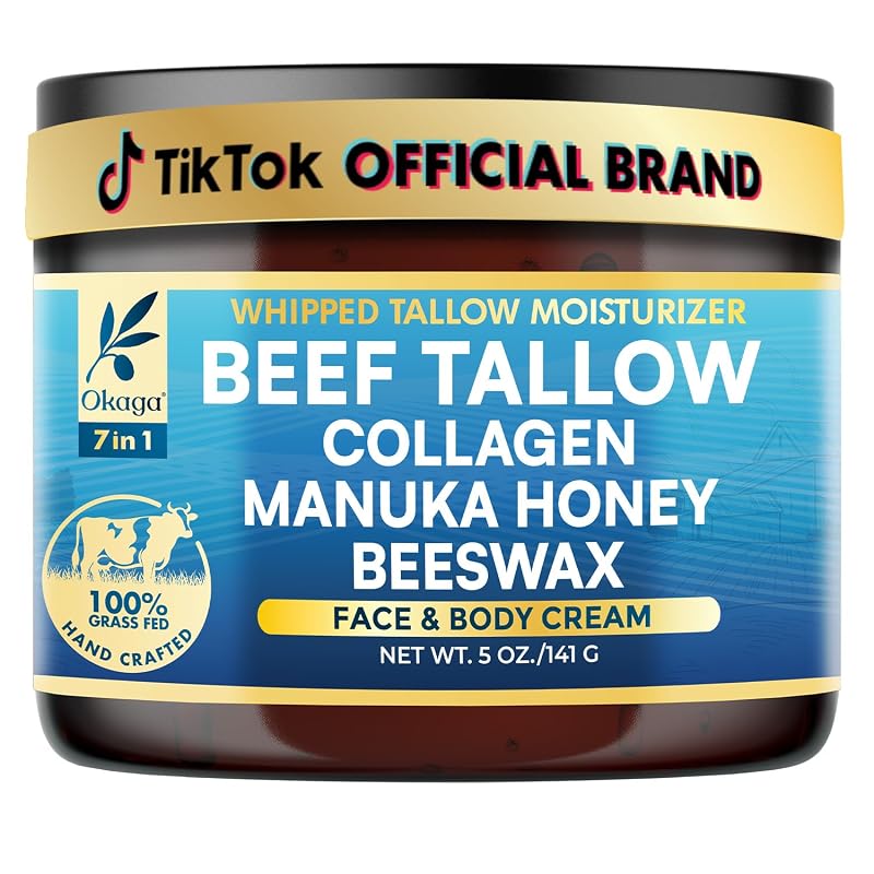 Bálsamo facial hidratante Okaga com sebo bovino, mel de manuka, aloe vera, óleos, cera de abelha e colágeno, 142 g