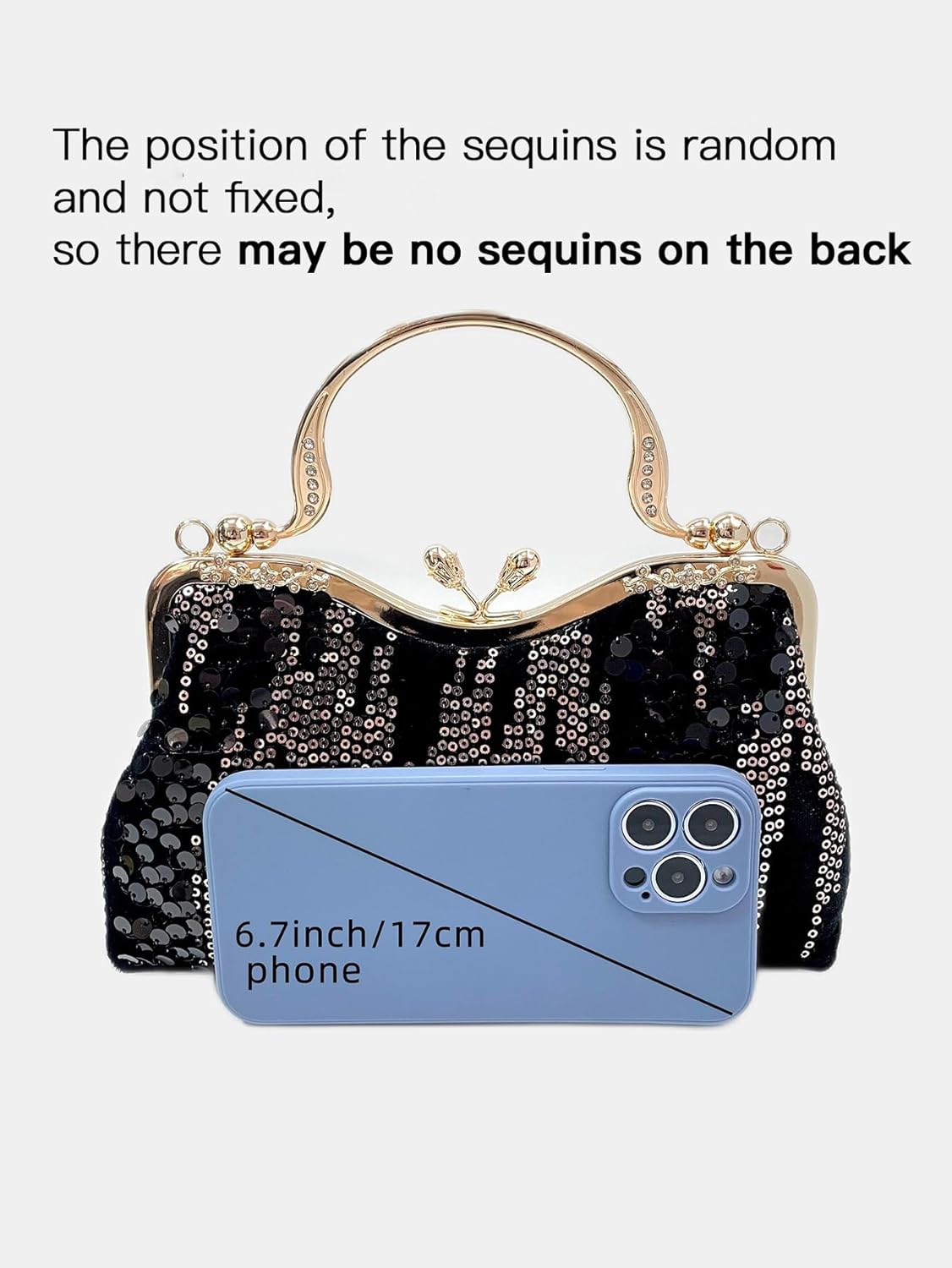 Vintage sequined velvet evening bag flower hardware handbag suitable for banquet wedding party formal occasions - Image 3