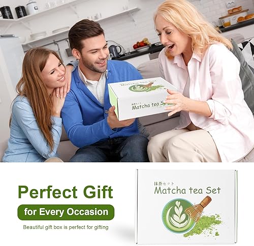 Miniatura 7 de Juego de batidor de matcha, juego de 7 piezas de cerámica que incluye cuenco matcha, batidor de matcha y soporte, cuchara de bambú, reposo, tamiz