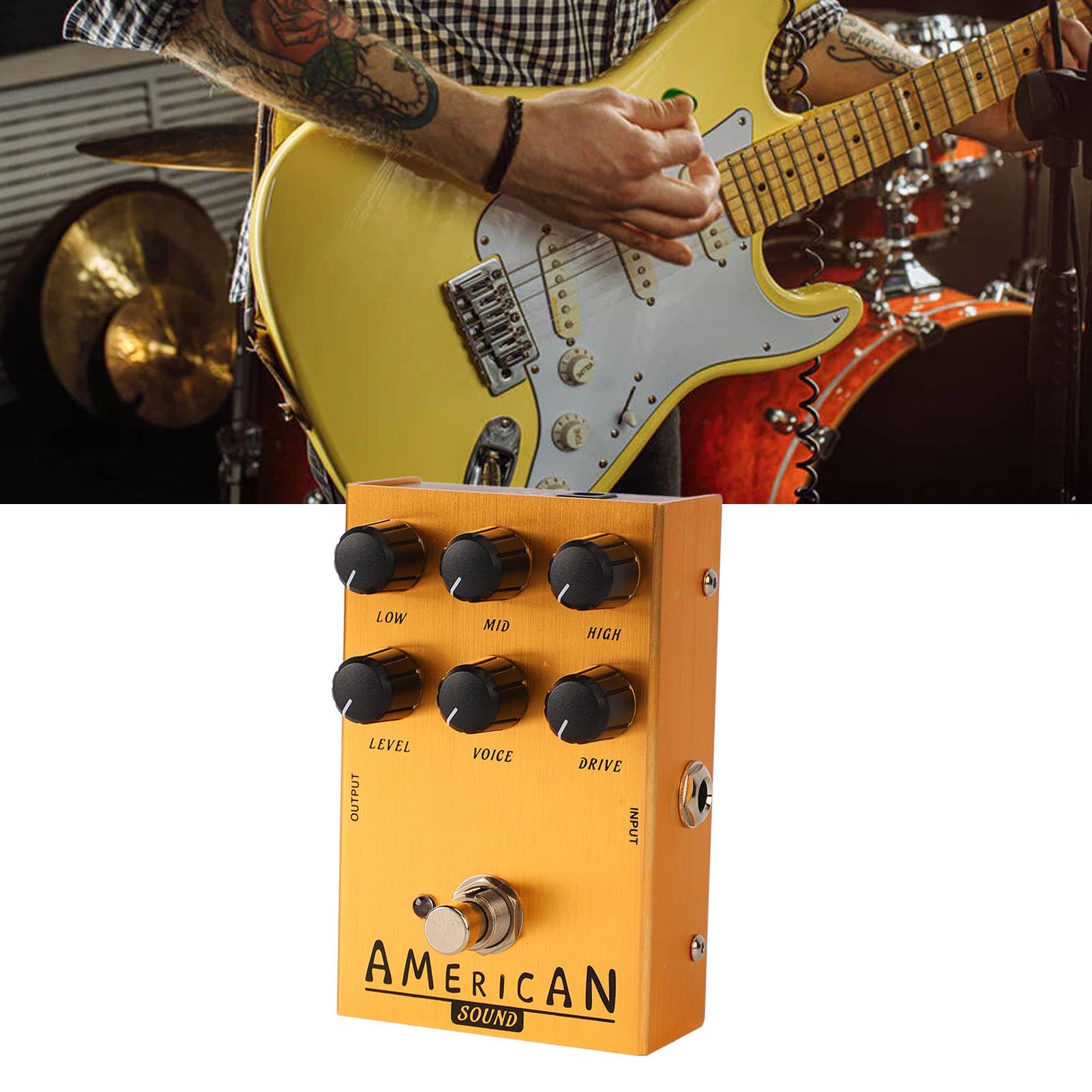 Pedale di Distorsione, Pedale per Effetti per Chitarra Elettrica, Dimensioni Adatte, Layout Compatto della Manopola con Funzioni Multiple per Performance di Chitarra (AN 34 Oro)