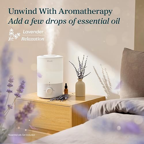 Vista 3 de LEVOIT - Humidifiers for Bedroom - Quiet (3L Water Tank) - Cool Mist/Top Fill/Essential Oil Diffuser/25Watt - Home/Large Room - 360° Nozzle - Rapid
