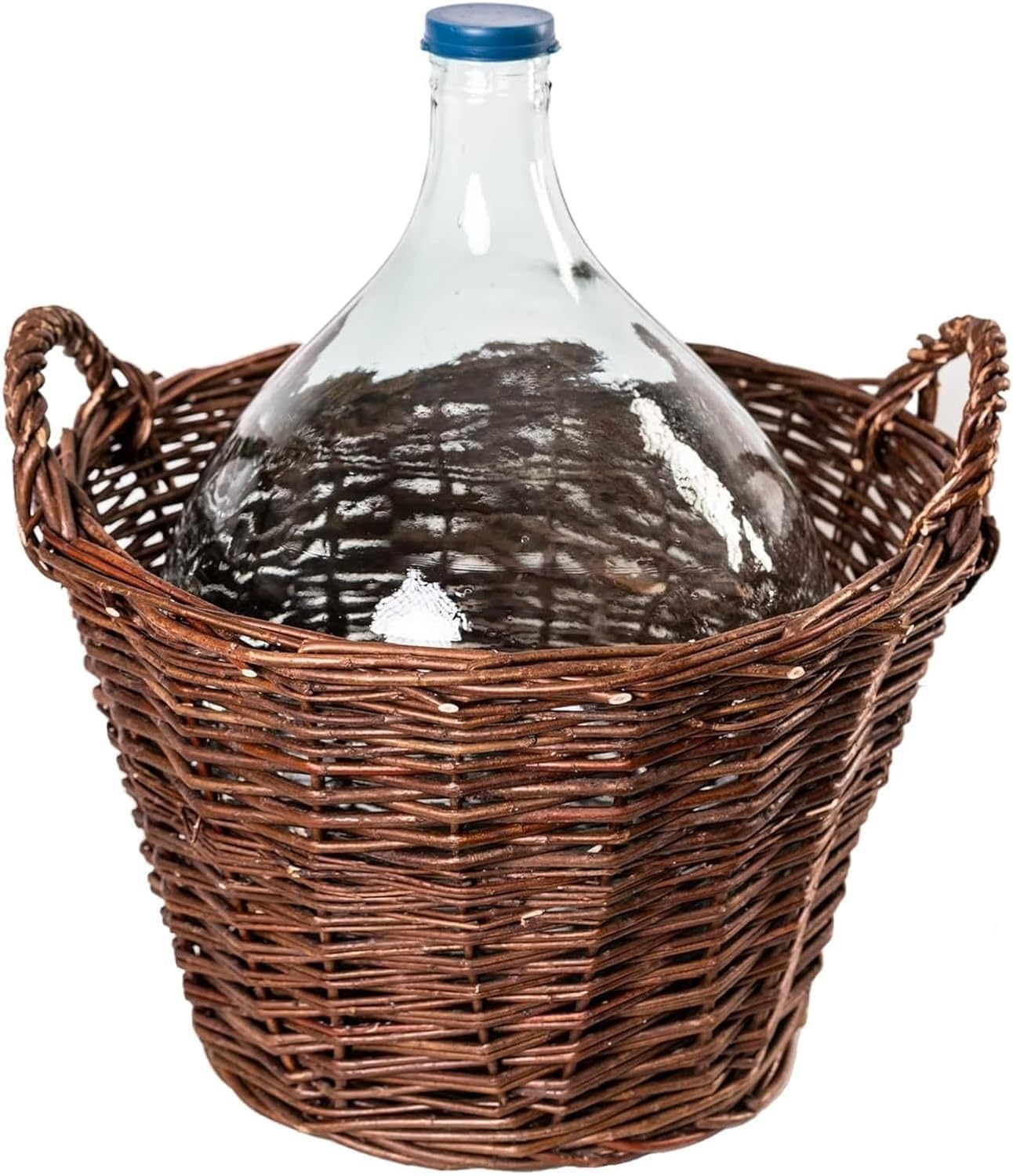 Balon do wina z wiklinowym koszem + rurkami fermentacyjnymi + gumowym korkiem, szklany balon fermentacyjny (balon do wina 15 l)