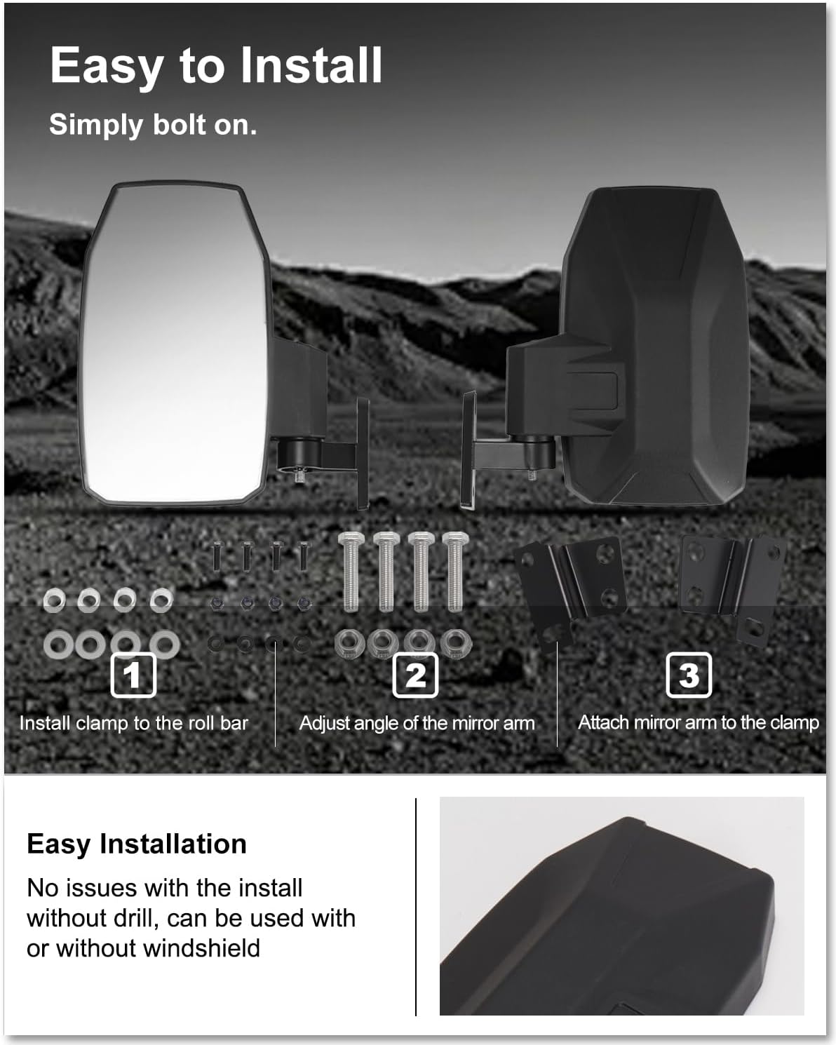 KIWI MASTER Side Mirrors for 2016-2026 Honda Pioneer 1000 Accessories Adjustable Folding Rear View Mirror, Pair