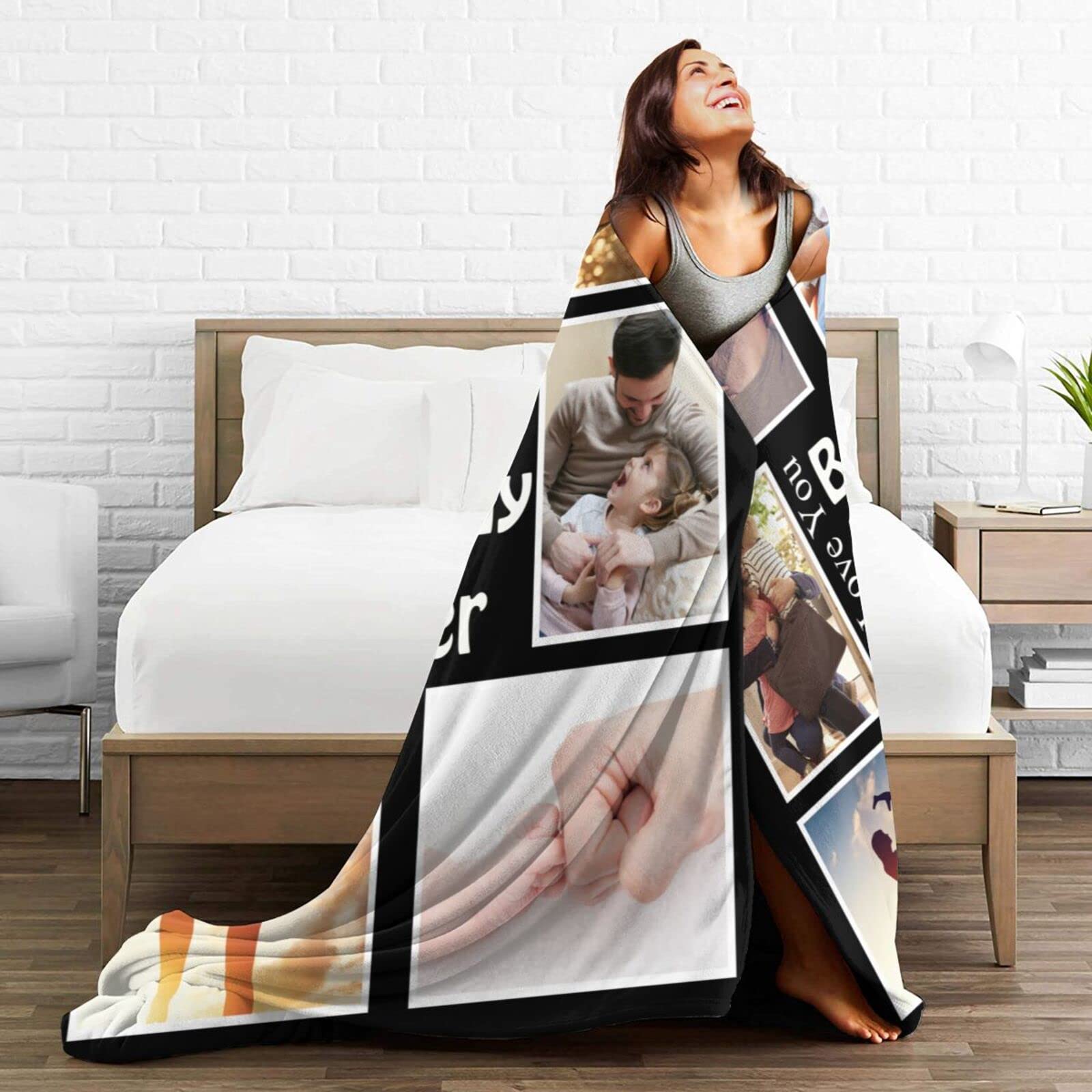 Personalisierte Foto-Decke, 130x150 Cm – Collage Aus Eigenen Bildern, Geschenk Für Mama & Familie