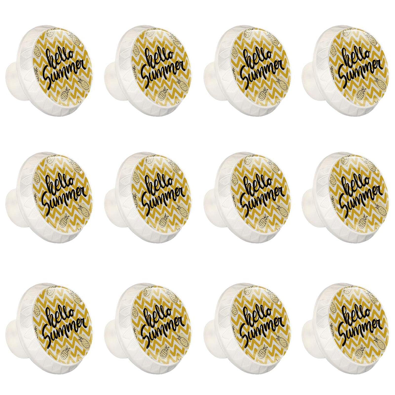 Boutons d'armoires de cuisine ronds poignée tiroir commode placard jaune fruits été 12 pcs