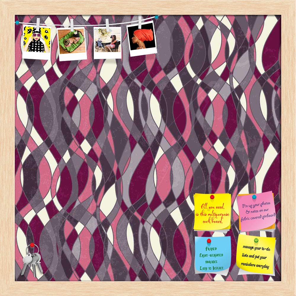 ArtzFolioArtzFolio Abstract Grunge Art | Bulletin Board Notice Pin Board | Vision Soft Board Combo with Thumb Push Pins & Sticky Notes | Natural Brown Frame | 12 x 12 inch (30 x 30 cms)