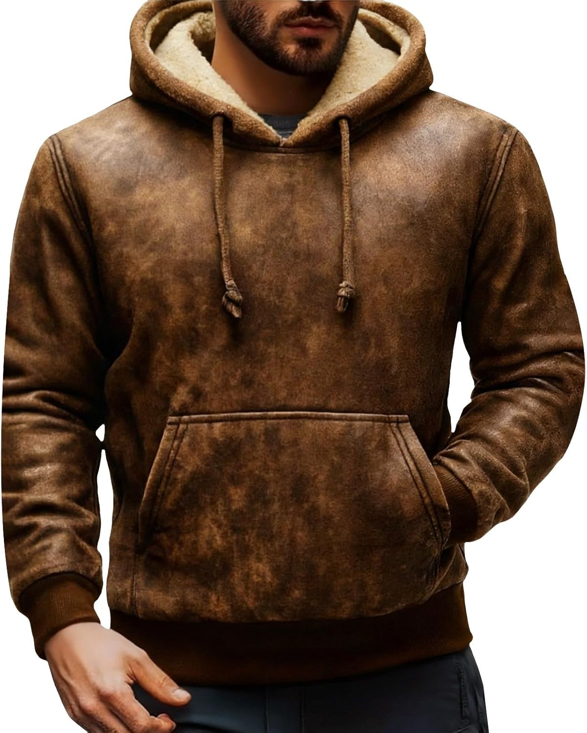 Mens Vintage Hoodie Fashion Color Block Shirt Outdoor Sports Hoodies with Pocket Mens Trendy Winter Hooded Sweatshirt