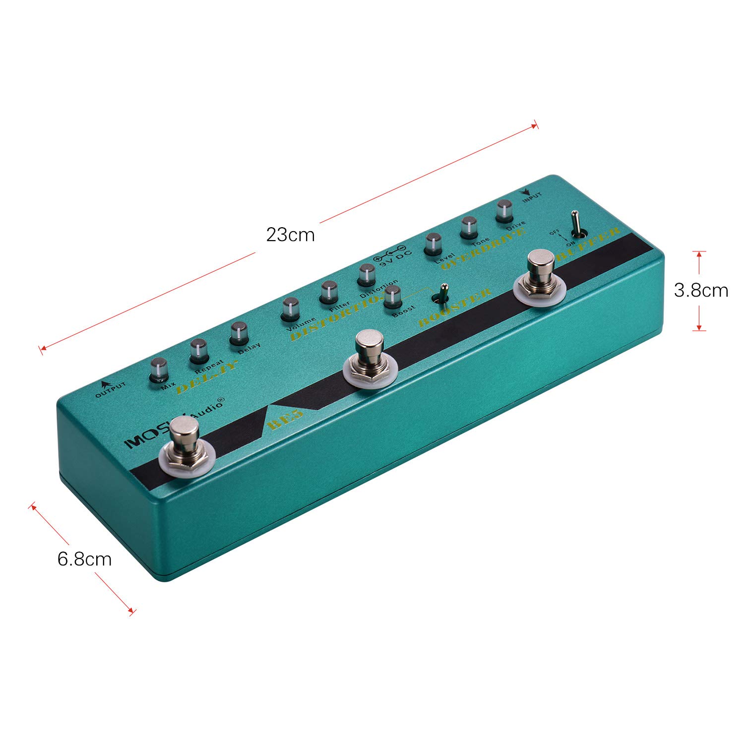 Btuty 5 w 1 gitara z wieloma efektami opóźnienie pedału + zniekształcenia + overdrive + wzmacniacz + bufor w pełni metalowa obudowa z True Bypass