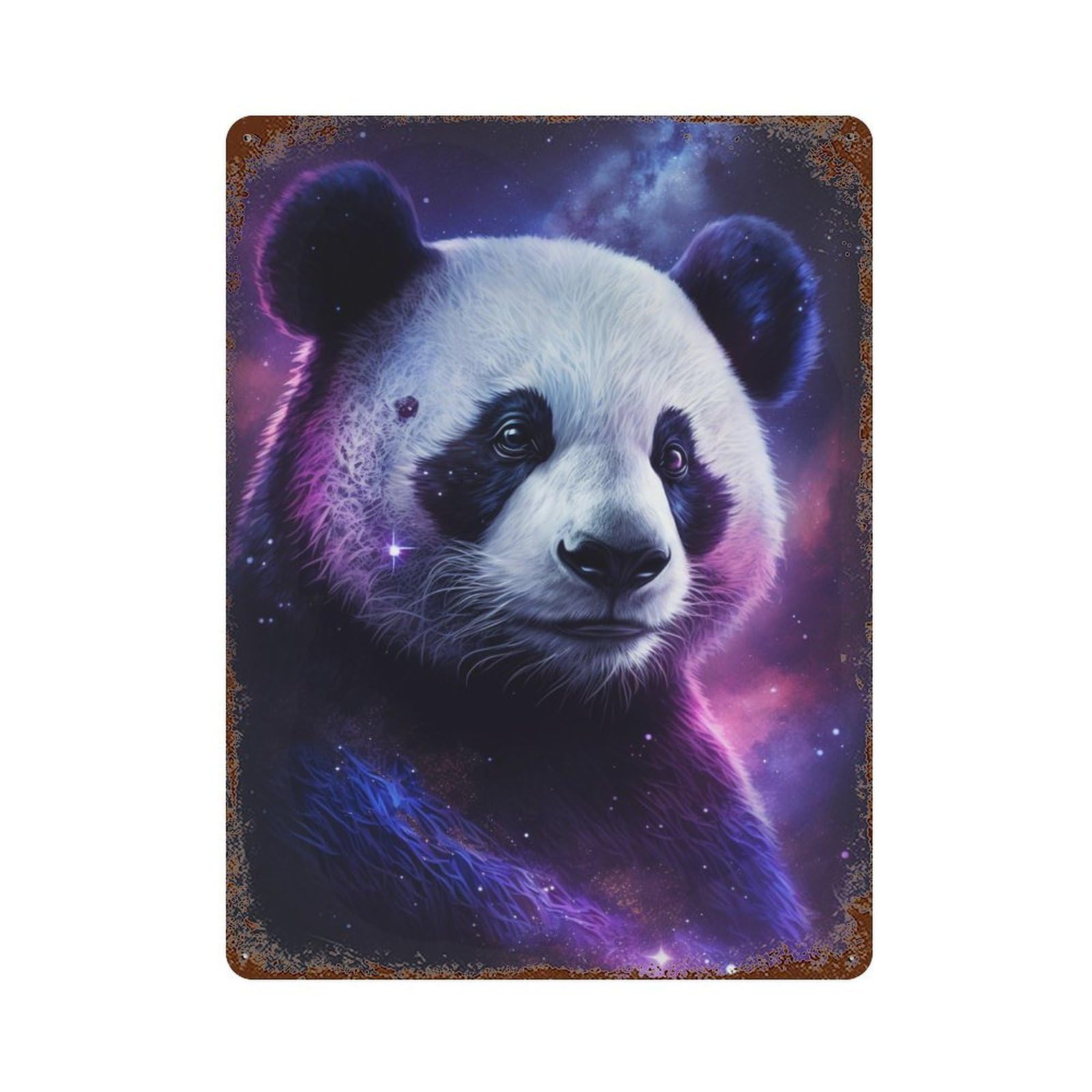 Cosmic Panda Art Print-8 Decorative Tin Sign 15.7"x11.8", Retro Wall Decor for Garage, Pub Or Kitchen