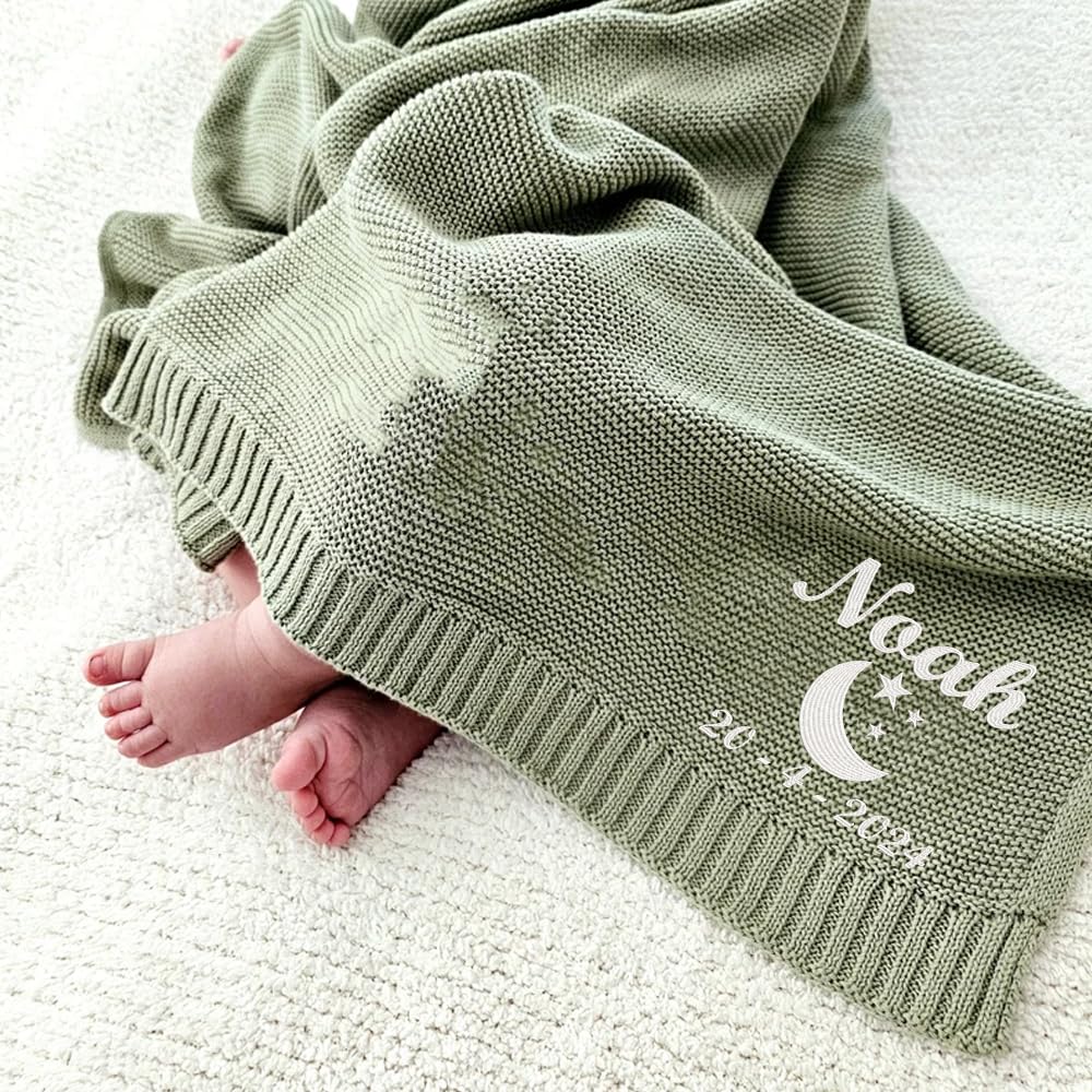 Luxury Personalized Knit Baby Blanket Cotton