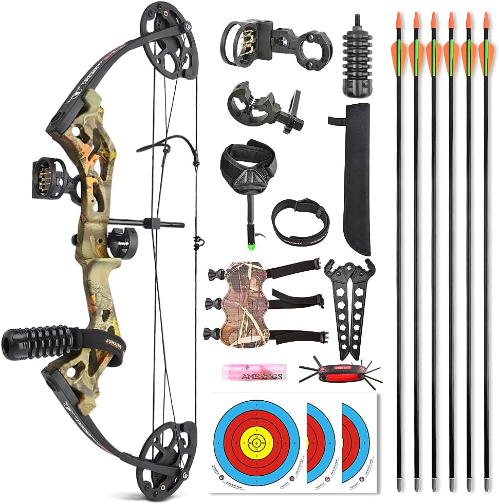 AMEYXGS Archery Compound Bows Kit Draw Weight 10-30 lbs IBO 260fps Youth Bow Set with Accessories - Right Handed