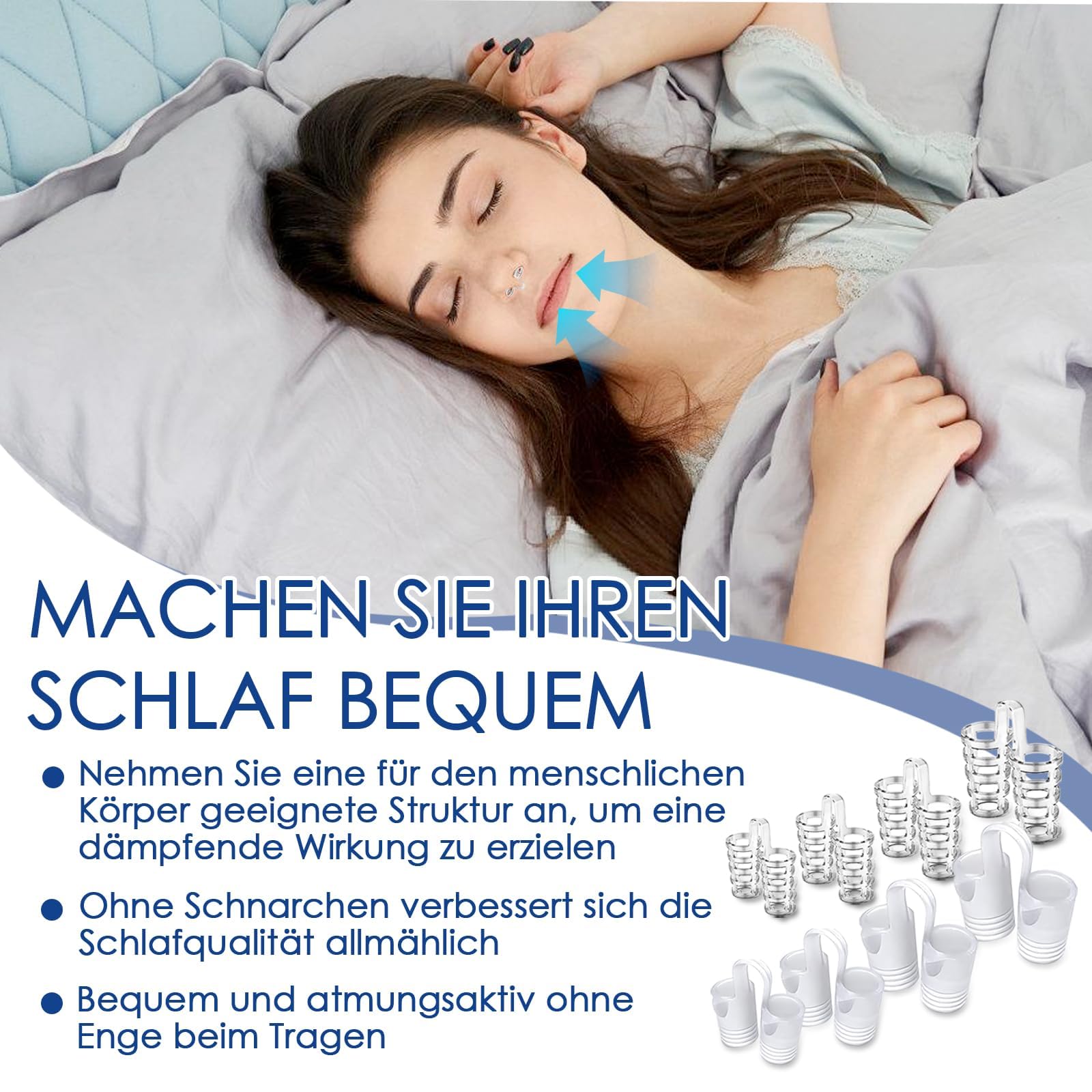 8 Piezas Nasal Nariz Clip Stopper, Anti Ronquidos eficaz Dilatador Nasal, Reutilizables Clip Nasals Anti Ronquidos Silicona, Antis Ronquido Dispositivo de Noche,Ayudar a Dormir Mejor