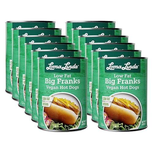 Loma Linda Carnes a base de plantas Big Franks bajas en grasa 20 onzas paquete de 12