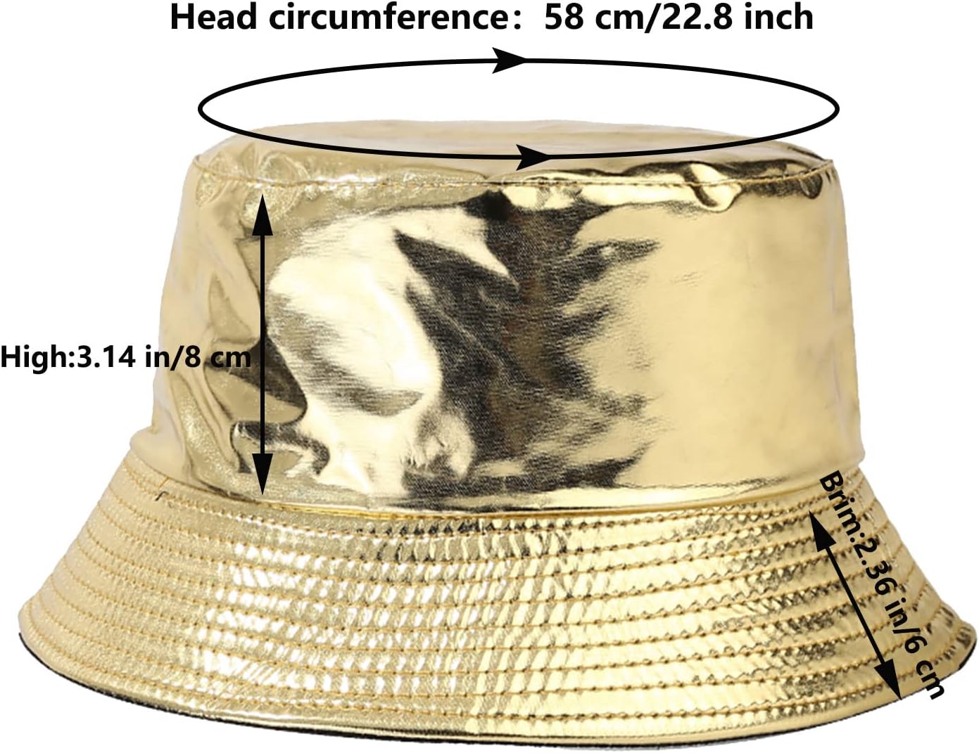 PU Leather Metallic Bucket Hat Trendy Solid Color Fishing Cap Reversible Packable Sun Hats for Women, Men - Image 7
