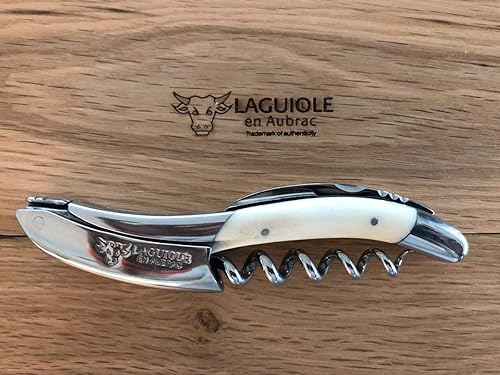 Miniatura 2 de Laguiole En Aubrac Sommelier Waiter's Corkscrew, Zebu Bone Handle, Wine Opener With Foil Cutter & Bottle Opener