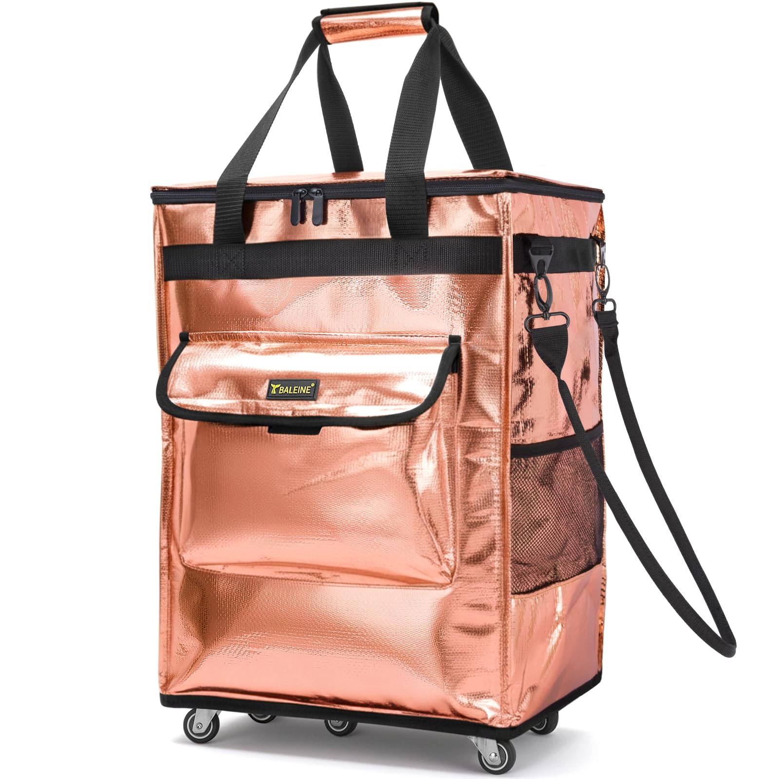 Reusable Grocery Bag on Wheels, Foldable Rolling Tote Bag