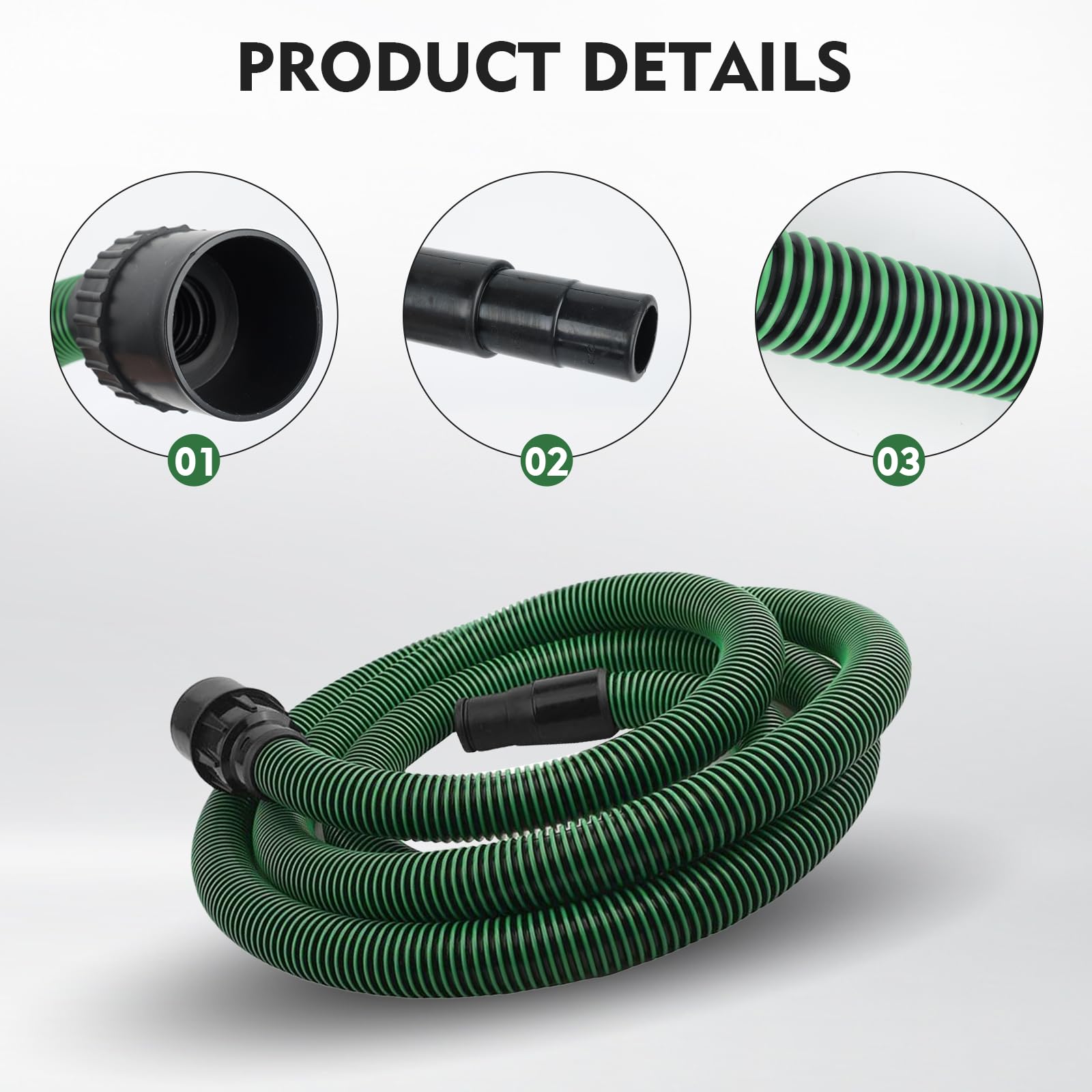 Manguera de Aspiración de Polvo de 5 m con Funda Protectora Compatible con Festool CT 26/36/48, CT 15/25, CT MINI y CT MIDI desde 2019, Manguera EVA D27 (Ø35 mm) con Funda Protectora para Lijadoras