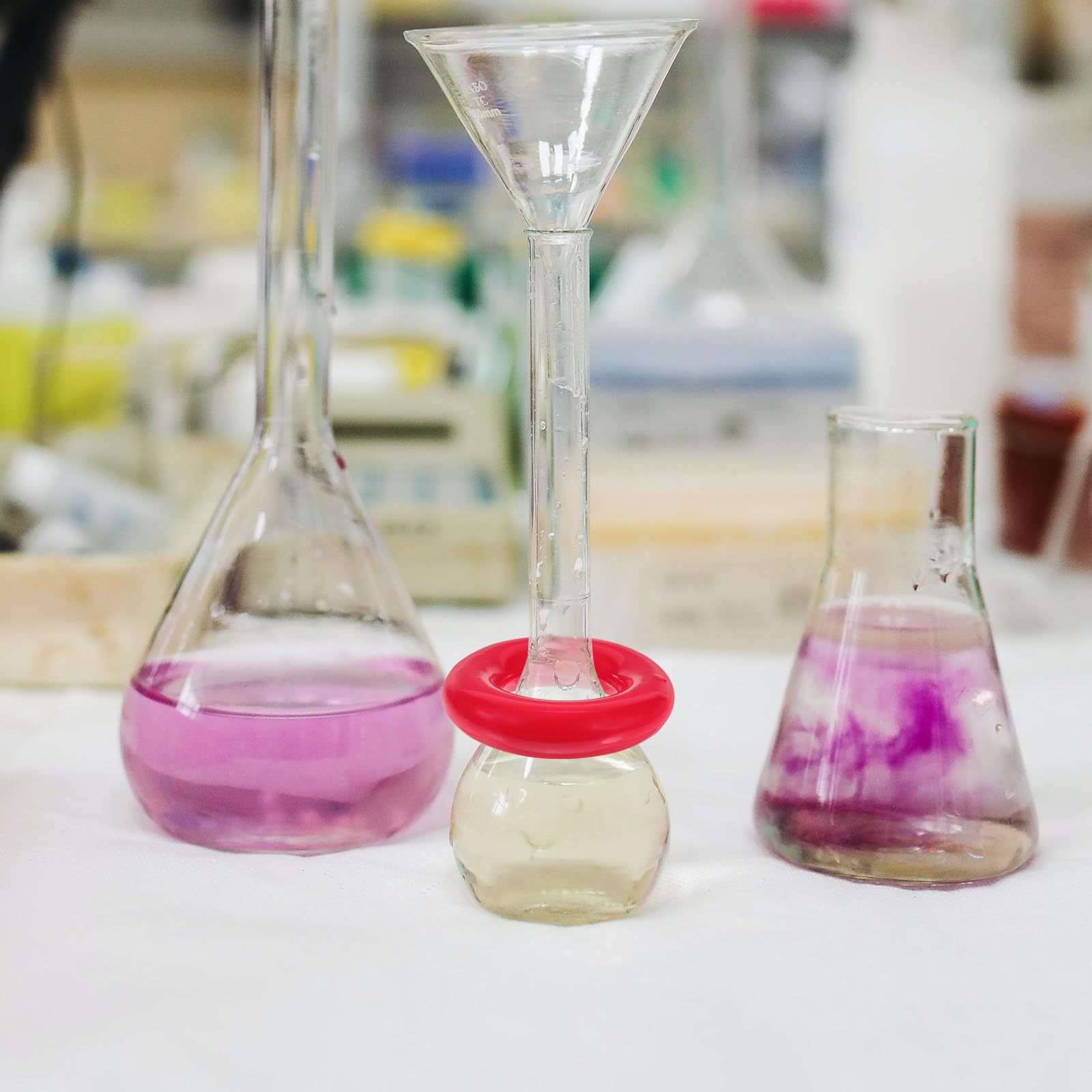 SOLUSTRE 2 Stück Gewichtsringe für Erlenmeyerkolben 48mm Verdickte Laborkolbenbeschwerungsringe Sicher für Chemieunterricht und Laborgebrauch Zufällige Farbe